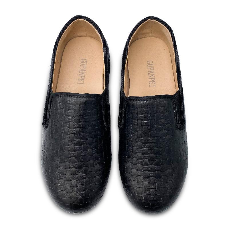 gufanpei-black-woven-basket-weave-shoe-boys