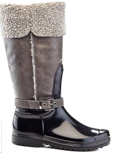 Henry Ferrera Grey Shearling Faux Fur Lined Rain Boot