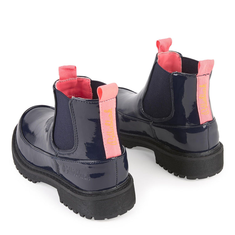 Billieblush Navy Neon Pink Slip On Combat Boot U19248