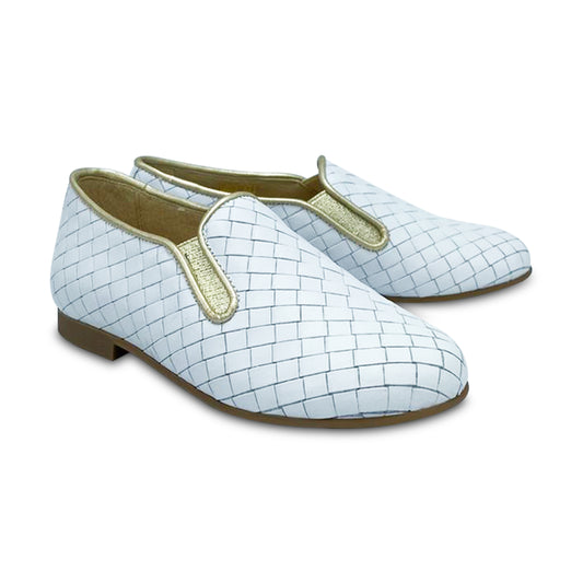 Andanines White Basket Gold Smoking Shoe