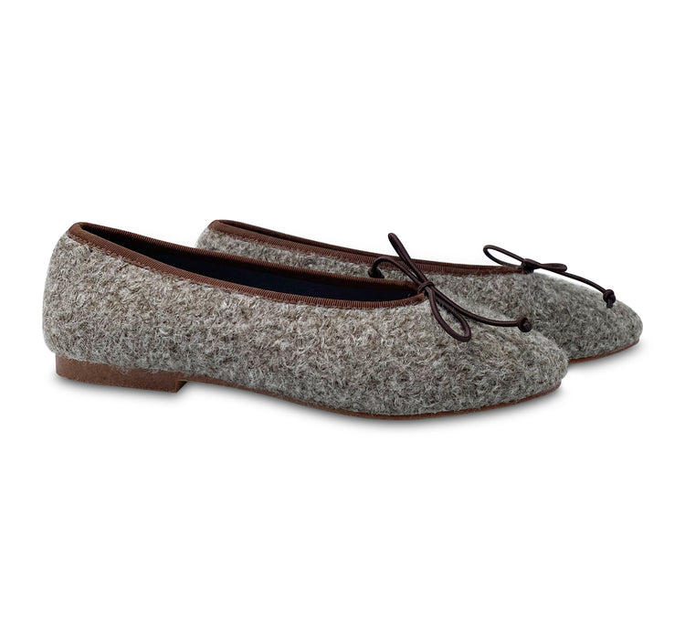 Esporre Mel Brown Grey Shearling Ballet Slip On