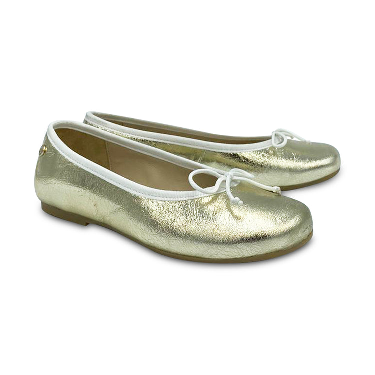 Manuela De Juan Gold Crash Leather Ballet Flat S2105