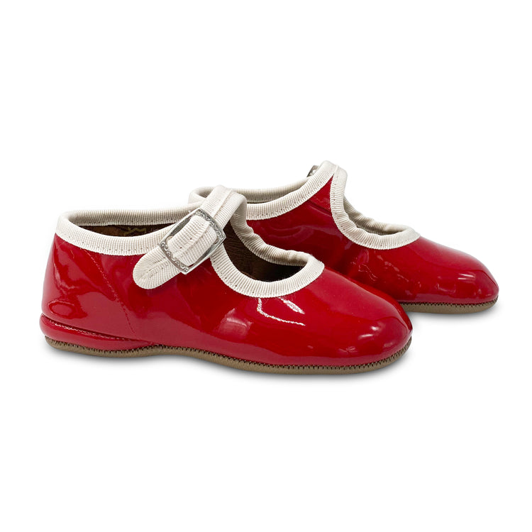 Pepe' Red Patent Crème Trim Mary Jane