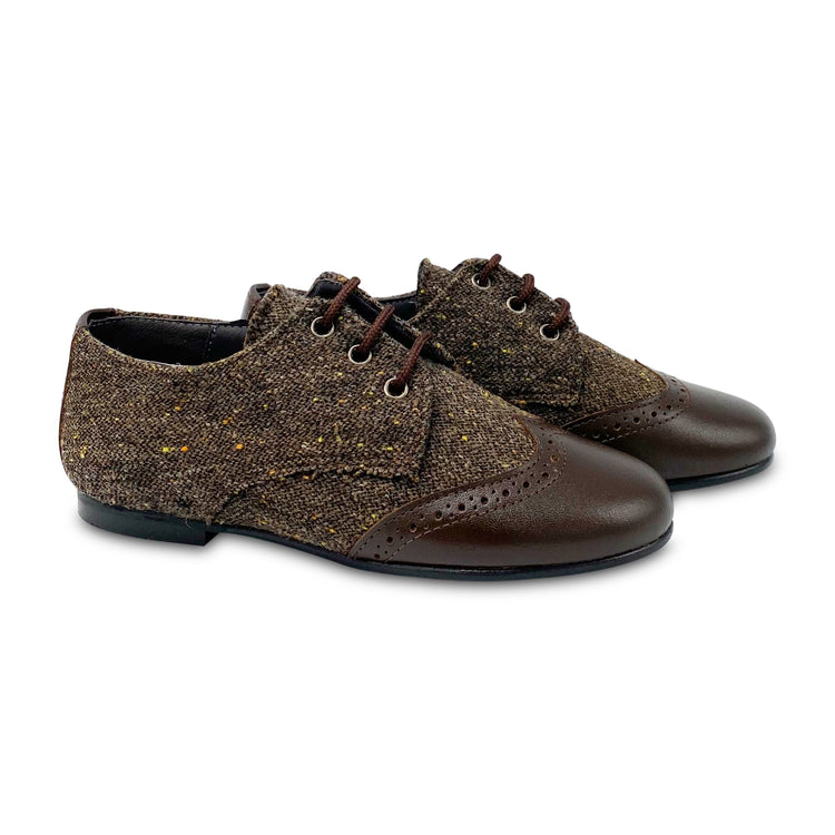 Maria Catlan Brown Tweed Wingtip Lace Up Oxford 505709