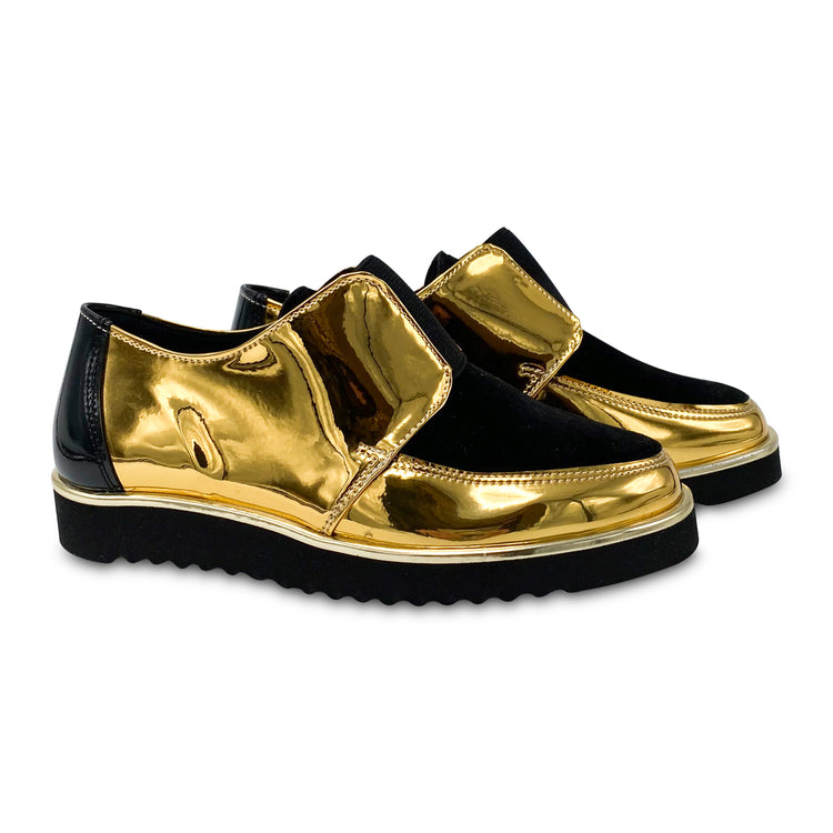 Maria Catlan Gold Black Velvet Slip On 505732