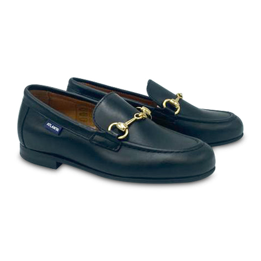 Atlanta Mocassin Black Smooth Chain Slip On 19014