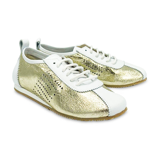 Manuela De Juan Gold Crash Foil Slim Bowling Sneaker S2974