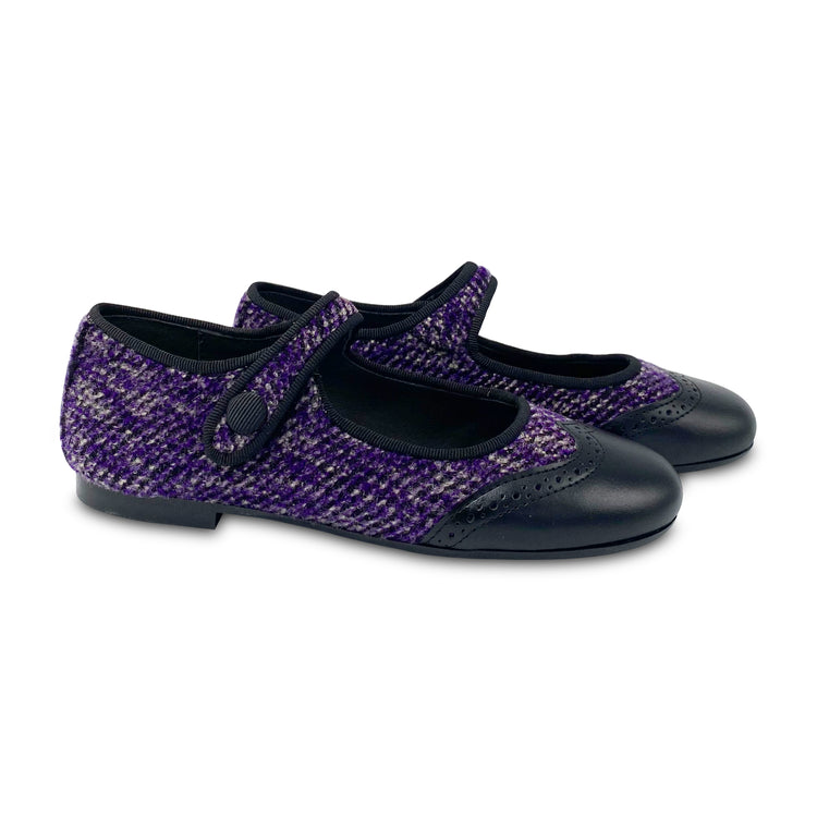 Maria Catlan Violet Black Tweed Wingtip Mary Jane 380609A