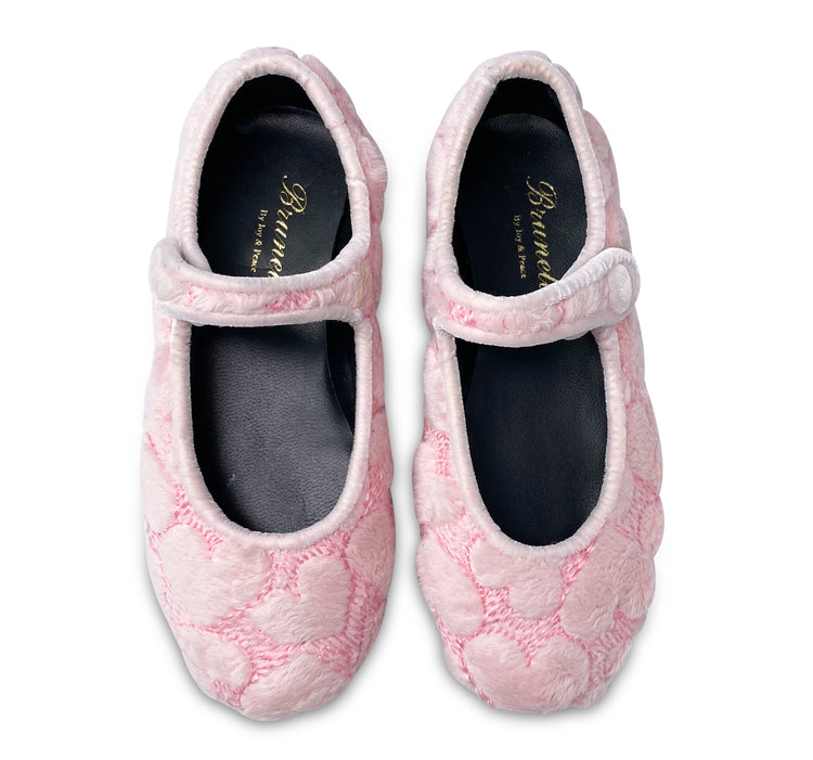 Brunellis Pink Heart Faux Fur Mary Jane