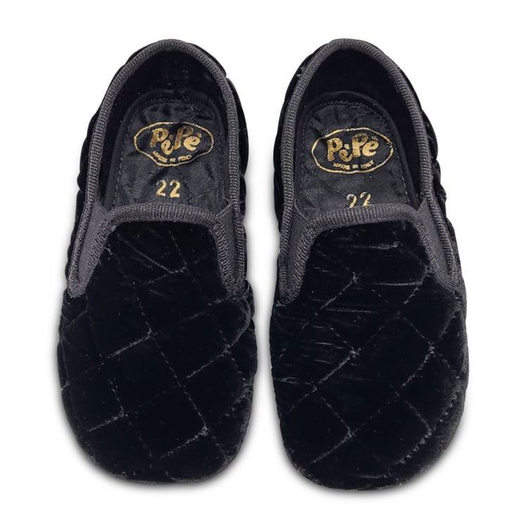 Pepe' Black Velvet Quilt Smoking Slip On 280