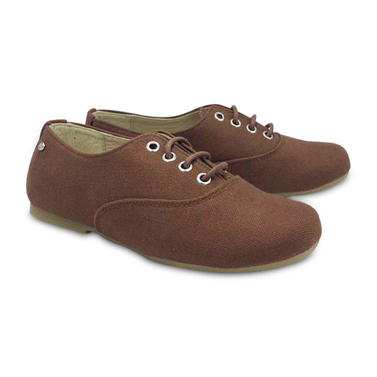 Manuela De Juan Coffee Brown Canvas Derby Lace Up S2172