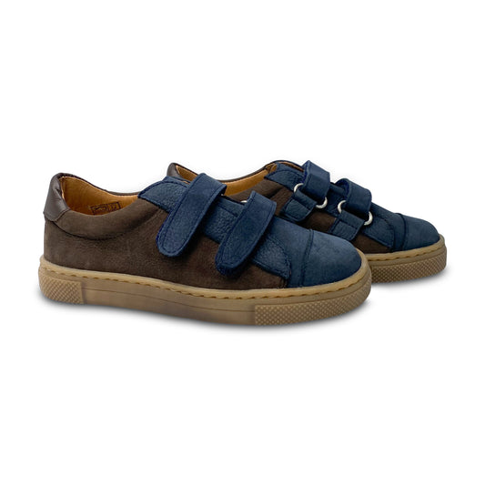 TNY Navy Brown Nubuk Velcro Sneaker 16851