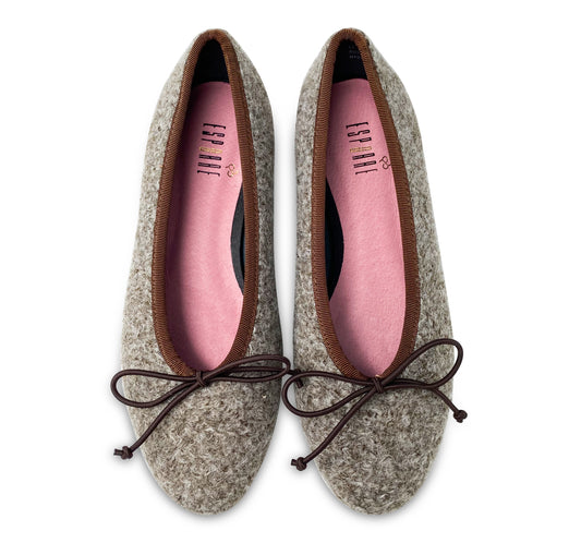 Esporre Mel Brown Grey Shearling Ballet Slip On