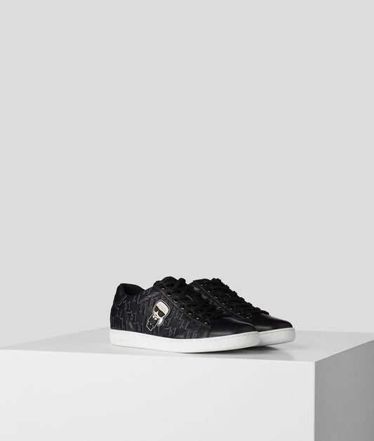 Karl Lagerfeld Embossed Patch Black Lace Up Sneaker