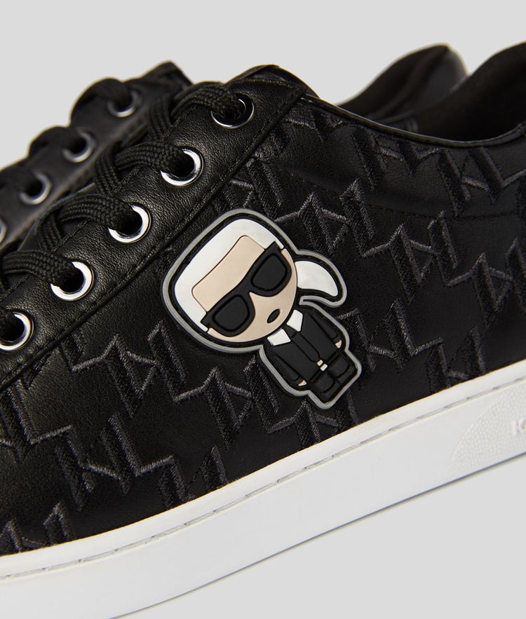 Karl Lagerfeld Embossed Patch Black Lace Up Sneaker