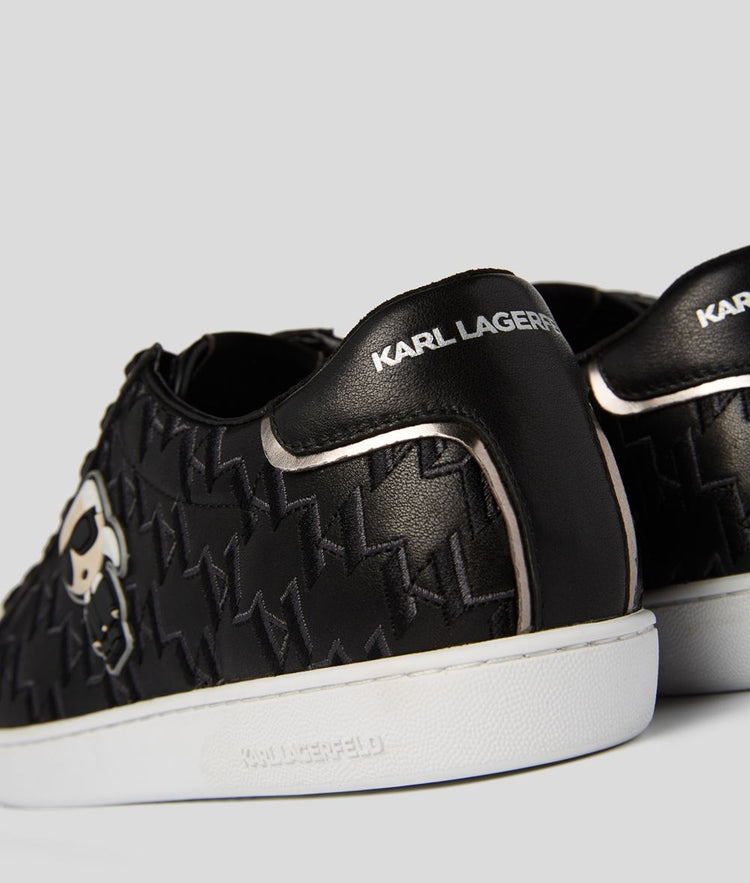 Karl Lagerfeld Embossed Patch Black Lace Up Sneaker