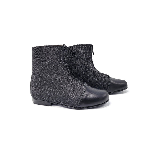 lmdi-black-herringbone-front-zipper-bootie