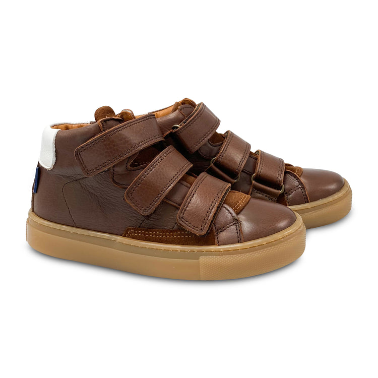 Atlanta Mocassin Brown Velcro Hi Top Sneaker 870