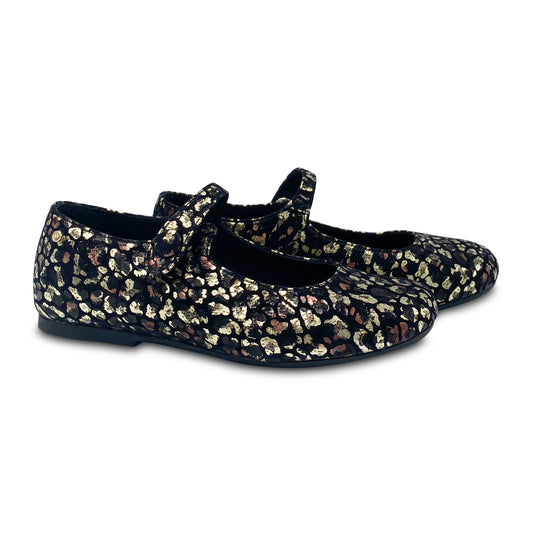 Manuela De Juan Gold Black Cheetah Mary Jane S2108