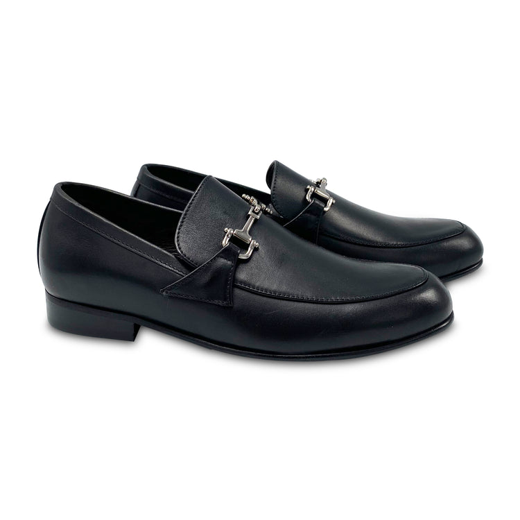 Atlanta Mocassin Black Leather Chain Loafer 18897