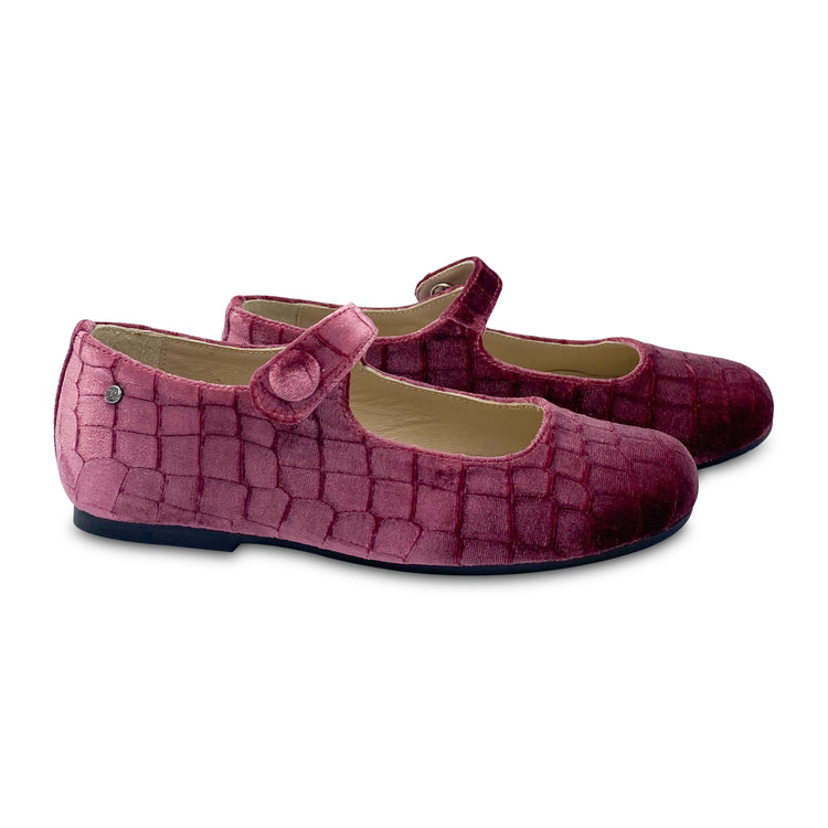 Manuela De Juan Pink Crocodile Velvet Mary Jane S2108