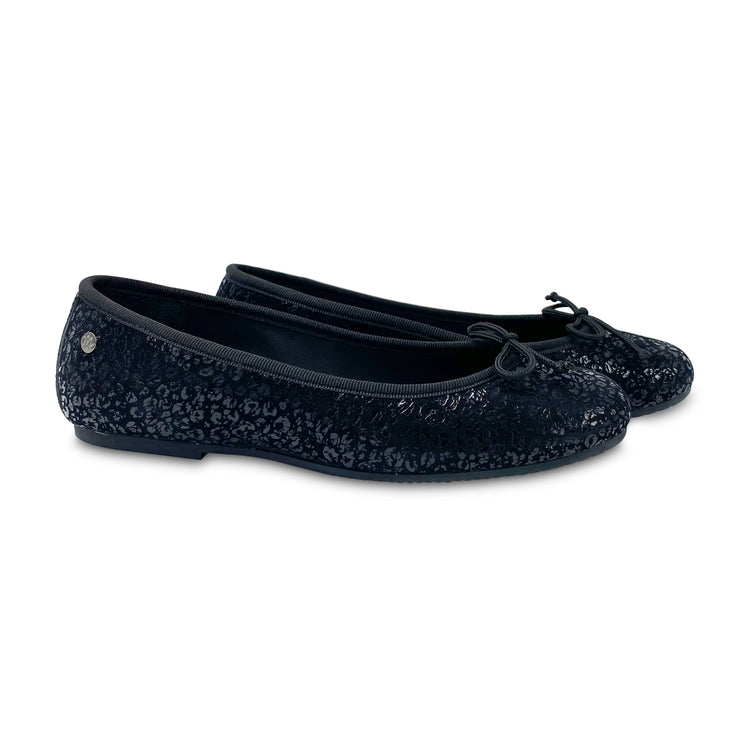 Manuela De Juan Black Cheetah Ballet Flat S2105