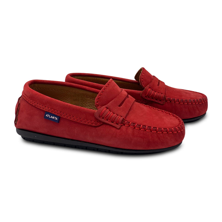 Atlanta Mocassin Red Nubuk Penny Loafer