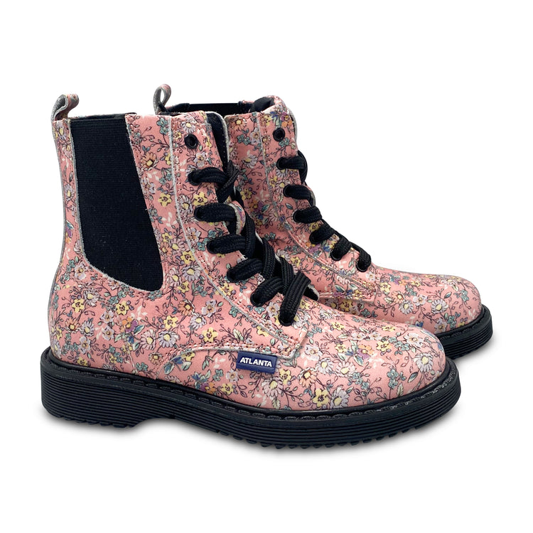 Atlanta Mocassin Pink Floral Lace Bootie 49D