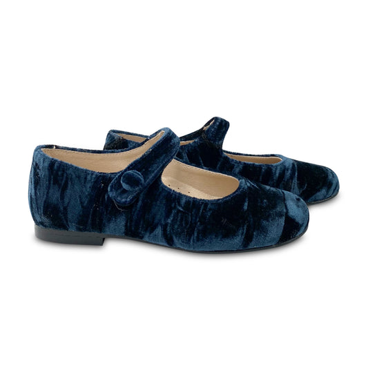 Hoo Marine Blue Crushed Velvet Mary Jane 2402