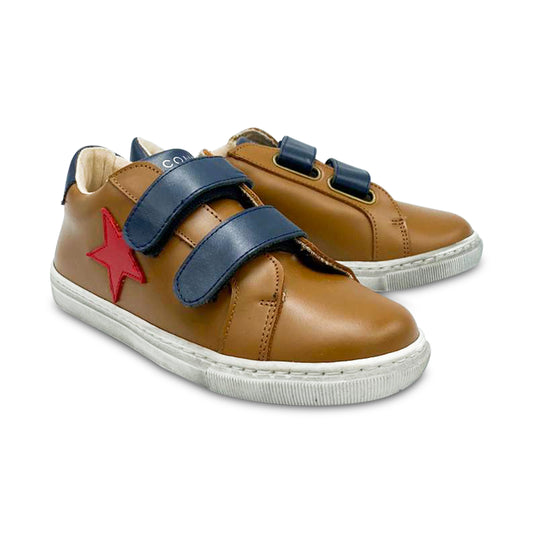 Confetti Cognac Brown Red Star Star Velcro Sneaker 3428