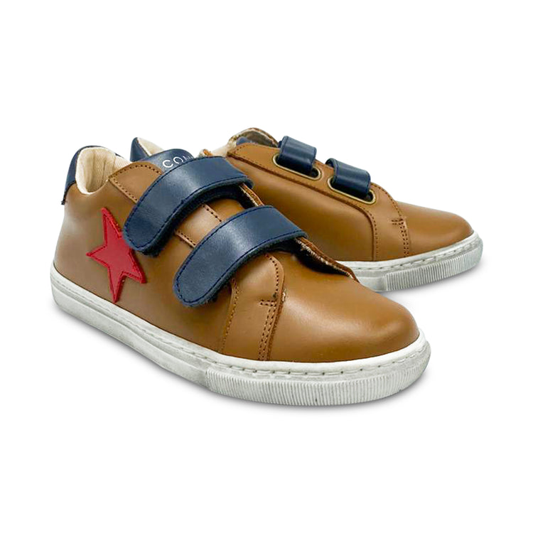 Confetti Cognac Brown Red Star Star Velcro Sneaker 3428