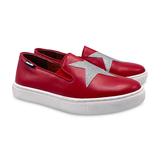 Venettini Erin Red Silver Star Slip On Sneaker