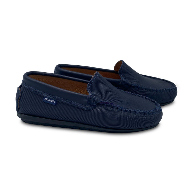 Atlanta Mocassin Navy Ribbed Loafer 015