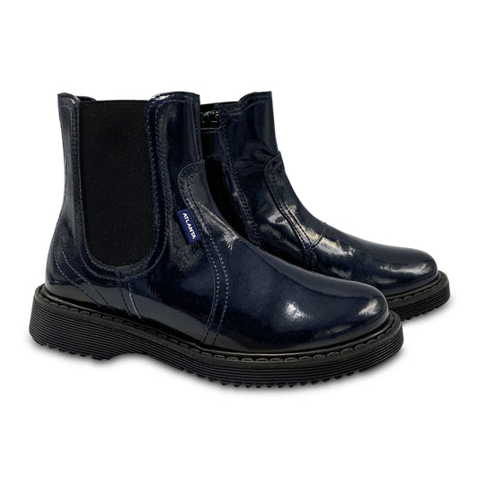 Atlanta Mocassin Navy Patent Bootie 866