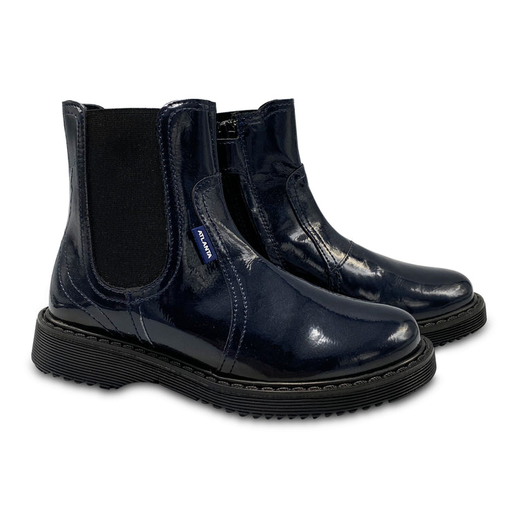 Atlanta Mocassin Navy Patent Bootie 866