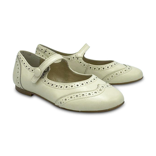 Brunellis Porcelain Leather Wingtip Mary Jane S23