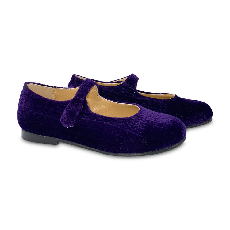 Geppettos Violet Velvet Chain Print Mary Jane GP0576