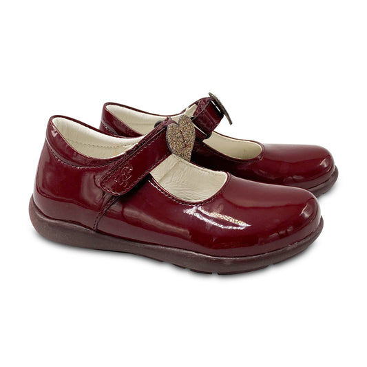 Primigi Burgundy Patent Leather Heart Mary Jane 02430811