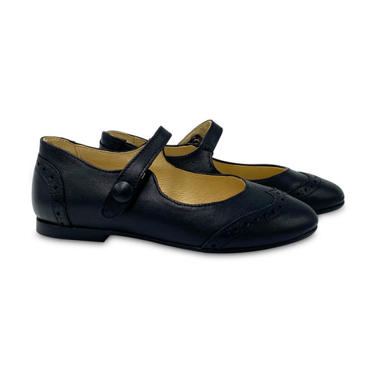 Blublonc Celia Black Leather Wingtip Mary Jane