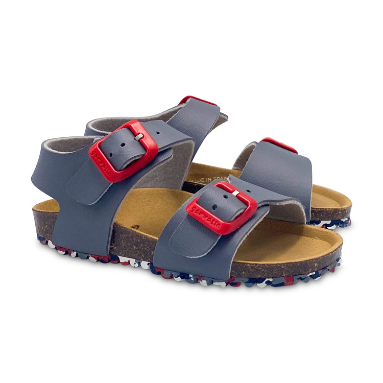 Garvalin Grey and Red Buckle Sandal 20247