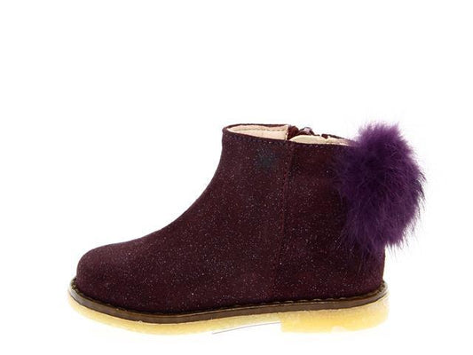 Acebos Purple Sparkle Pom Pom Bootie