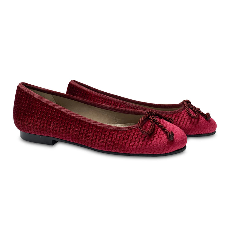 Brunellis Burgundy Rope Velvet Ballet Flat 101