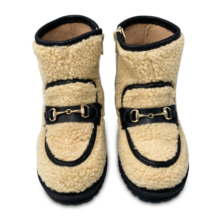 Gufanpei Latte Shearling Buckle Bootie 6218