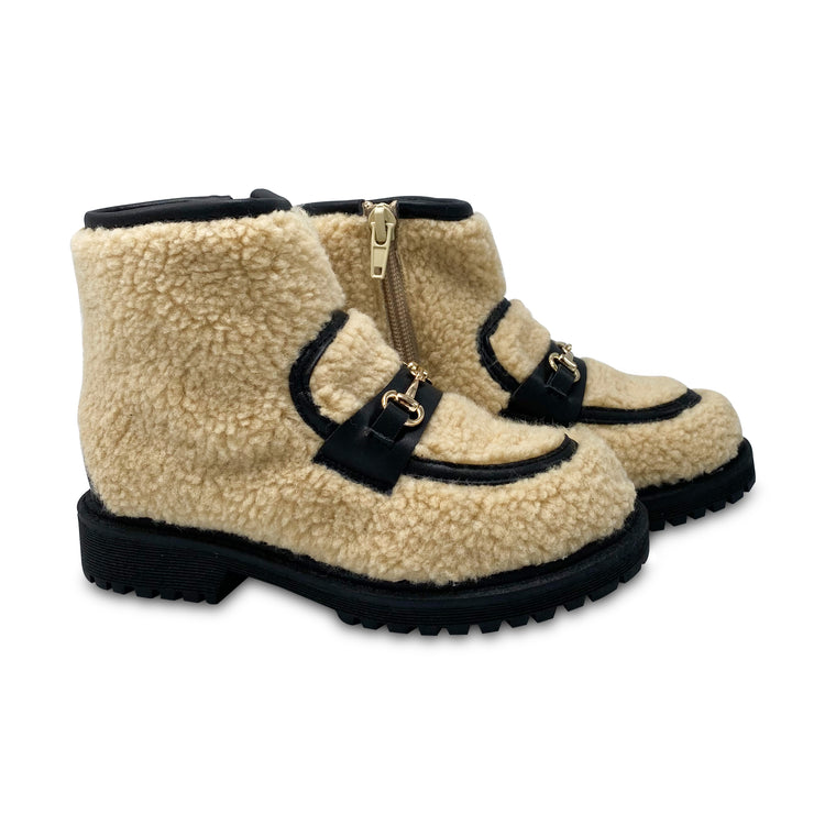 Gufanpei Latte Shearling Buckle Bootie 6218