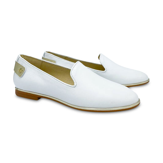 Blublonc Lexi White Gold Trim Slip on