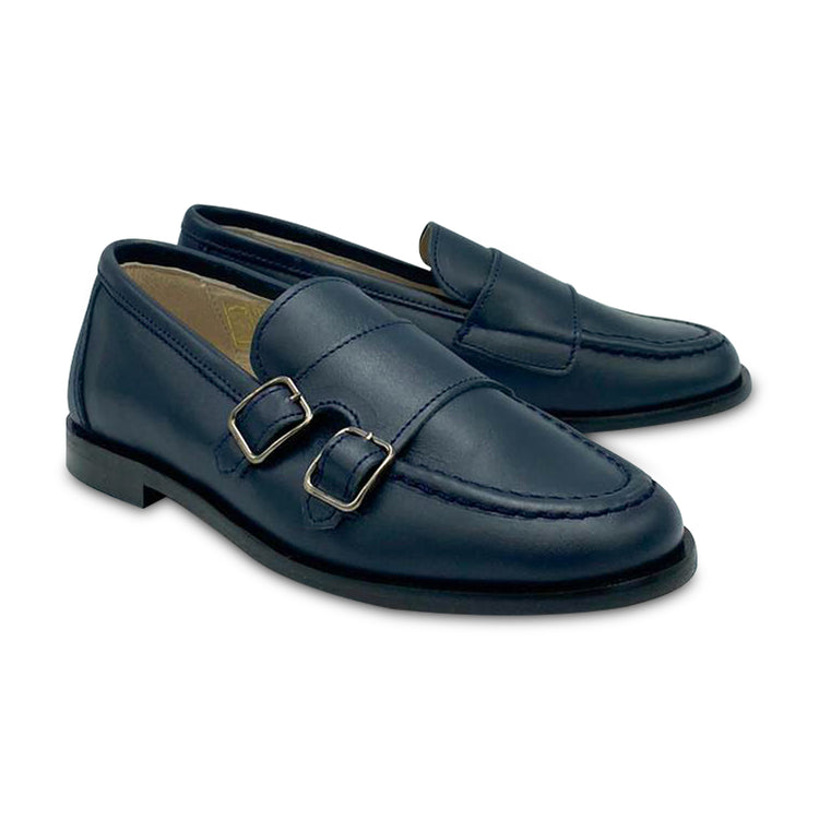 HOO Navy Double Buckle Slip on 2324