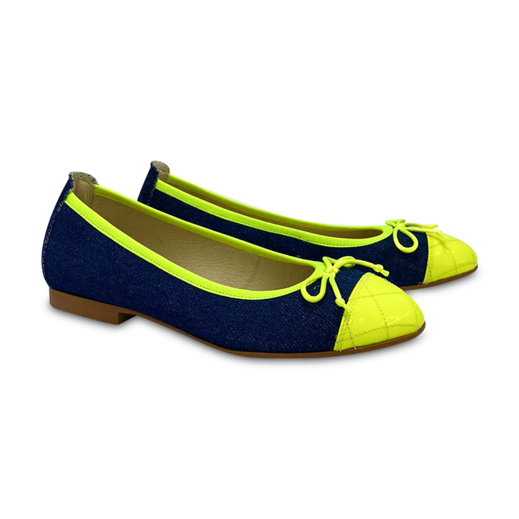 Blublonc Lola Denim Yellow Ballet Flat