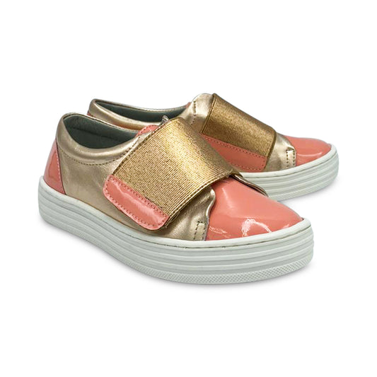 Maria Catlan Peach Patent Gold Velcro Sneaker 405909