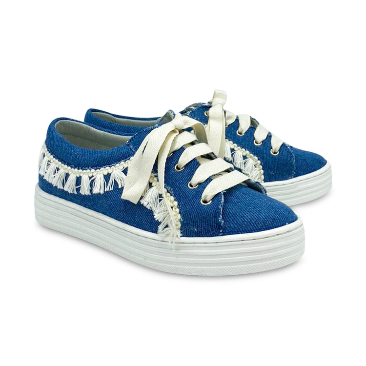 Maria Catlan Denim Tassel Lace Sneaker 500909