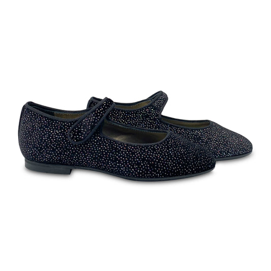 Brunellis Black Sparkle Velvet Pointed Mary Jane SA4007